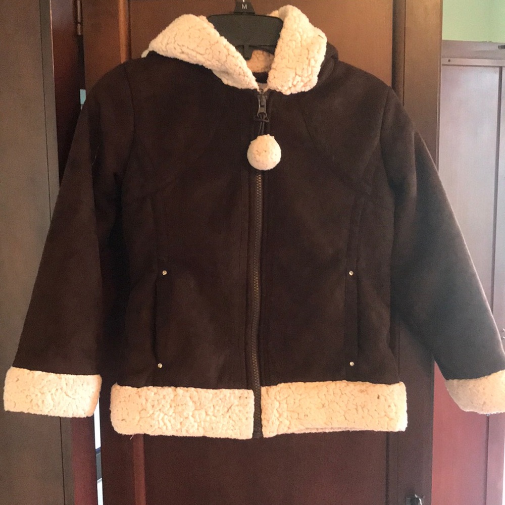 Cozy Brown and Cream Hooded Kids Jacket